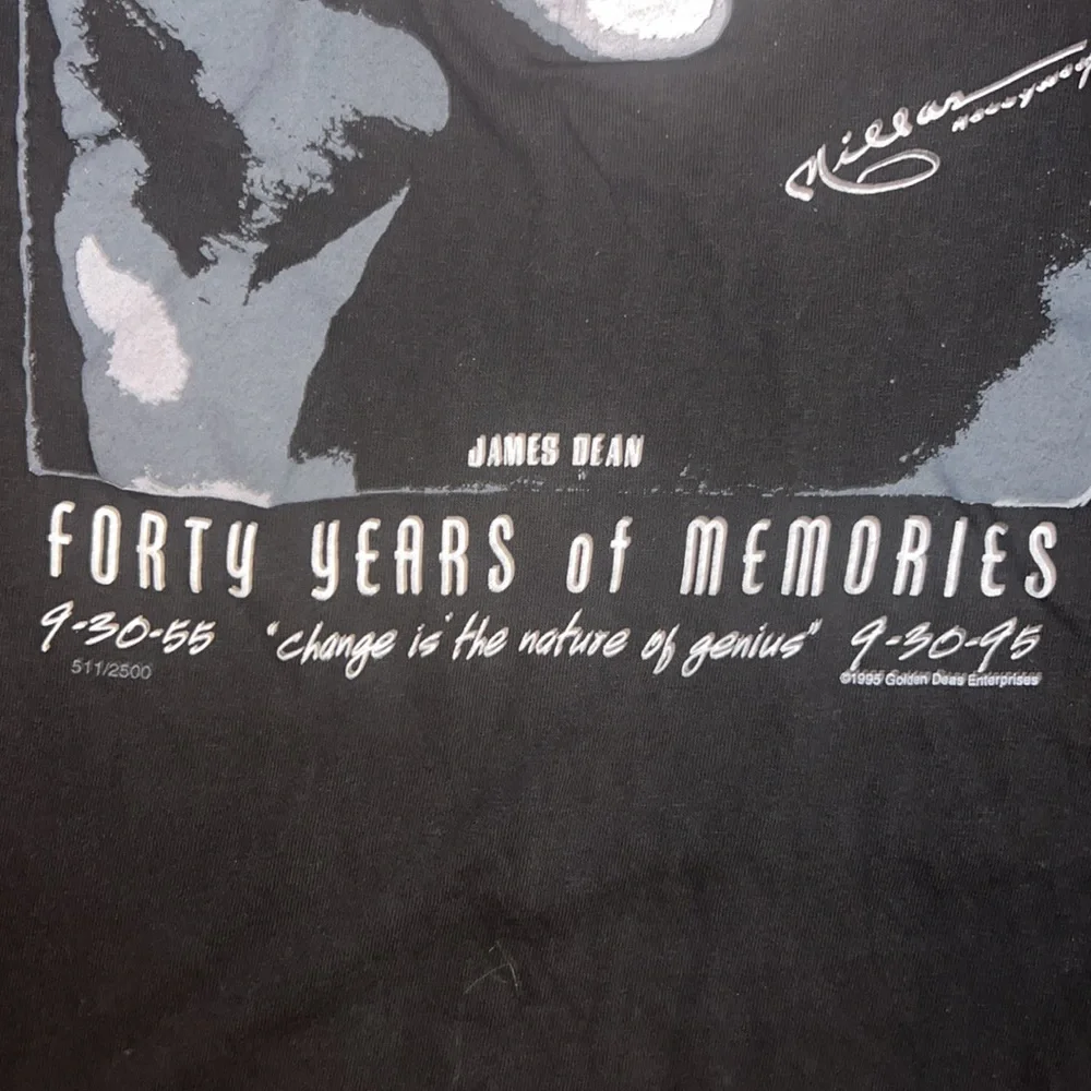 Vintage 90s James Dean Forty Years Of Memories Graphic T-Shirt - Picture 3 of 10